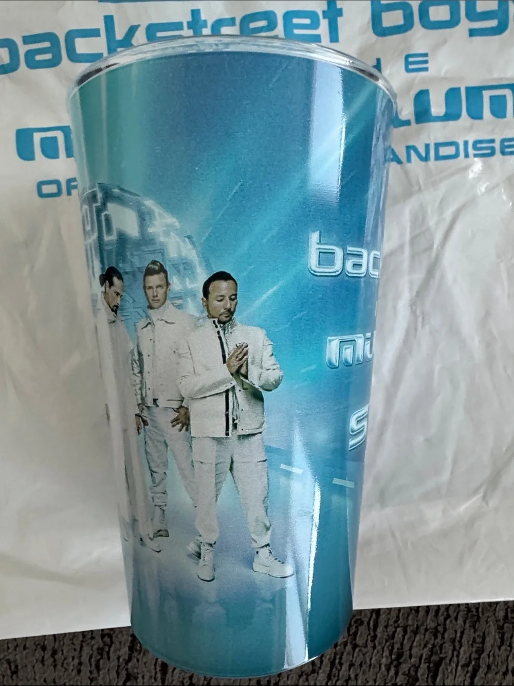 Backstreet Boys Into the Millennium Sphere Las Vegas Plastic Cup and Plastic Bag